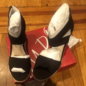 Impo black wedge heels sandals Sz 9 1/2